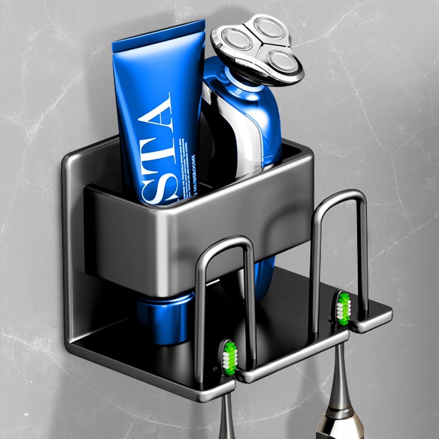 HASTHIP Bathroom Toothbrush Holder Dual Slot Toothbrush Rack Bathroom Organiser Self Adhesive Aluminum Metal Toothbrush Holder Organzier Rack Modern Bathroom Wall Mounted Shaver Holder HASTHIP Bathroom Toothbrush Holder Dual Slot Toothbrush Rack Bathroom Organiser Self Adhesive Aluminum Metal Toothbrush Holder Organzier Rack Modern Bathroom Wall Mounted Shaver Holder